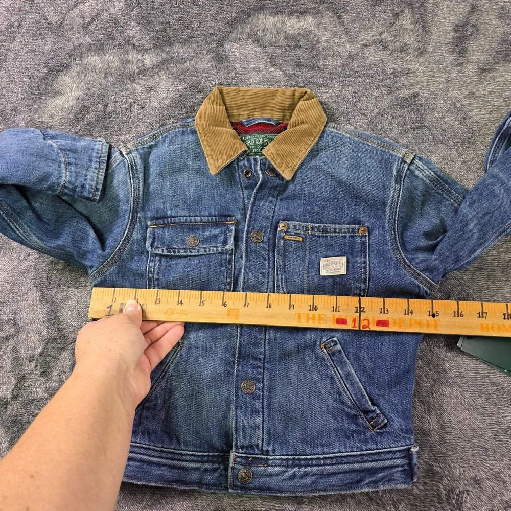 Ralph Lauren Polo Country Corduroy Collar Denim Jacket Kids Size 5 Unisex